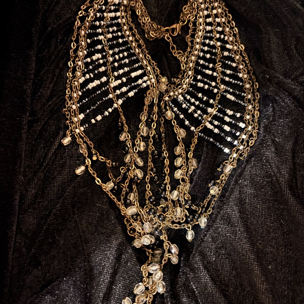 Gold & Black Beaded Necklace | Elegant, Sexy & Chic